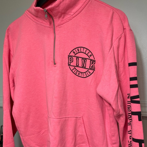 PINK Victoria's Secret Women's Pink 1/4 Zip Pullover Sweatshirt XS - Picture 2 of 9